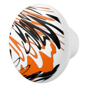 Bengal Färg Squiggly Orange och Black Linjer Knopp