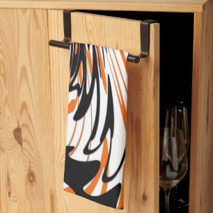 Bengal Färg Squiggly Orange och Black Linjer Kökshandduk