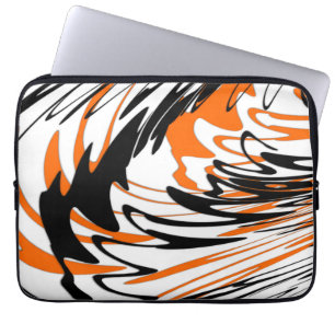 Bengal Färg Squiggly Orange och Black Linjer Laptop Fodral