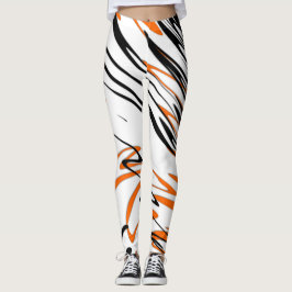 Bengal Färg Squiggly Orange och Black Linjer Leggings