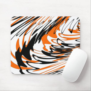 Bengal Färg Squiggly Orange och Black Linjer Musmatta