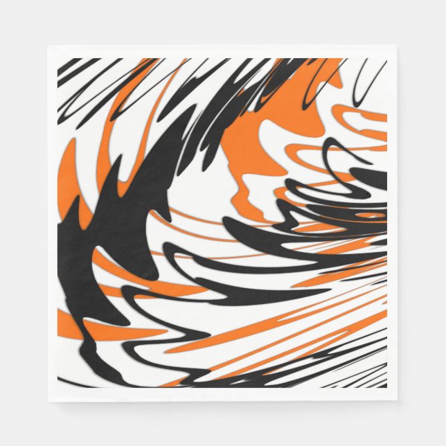 Bengal Färg Squiggly Orange och Black Linjer Pappersservett (Framsidan)