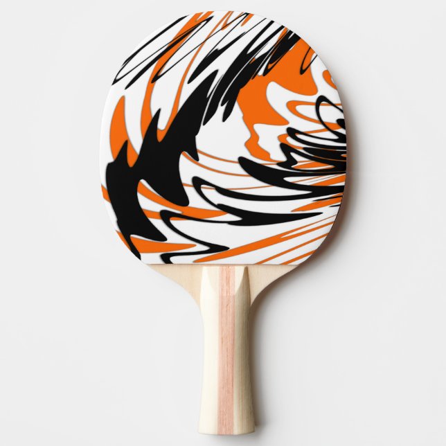Bengal Färg Squiggly Orange och Black Linjer Pingisracket (Framsidan)