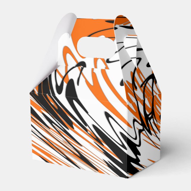 Bengal Färg Squiggly Orange och Black Linjer Presentaskar (Framsidan Sidan)