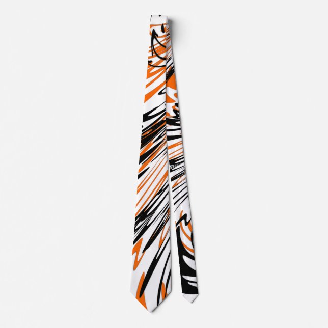 Bengal Färg Squiggly Orange och Black Linjer Slips (Framsida)
