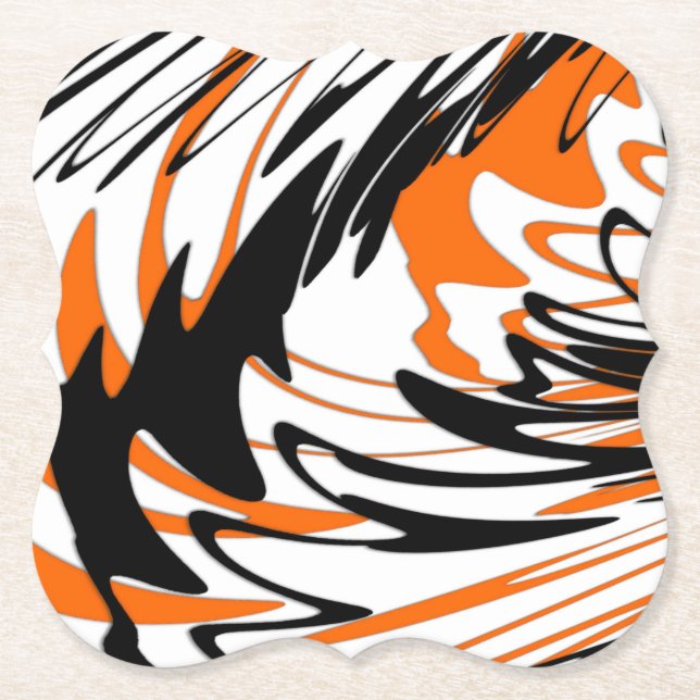 Bengal Färg Squiggly Orange och Black Linjer Underlägg Papper (Framsida)