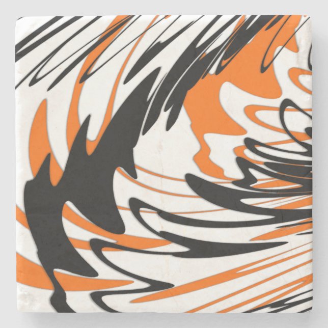 Bengal Färger Snygga Orange och Svarta Linjer Stenunderlägg (Framsidan)