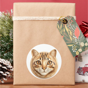 Bengal Katt 3D Inspirerad Runt Klistermärke