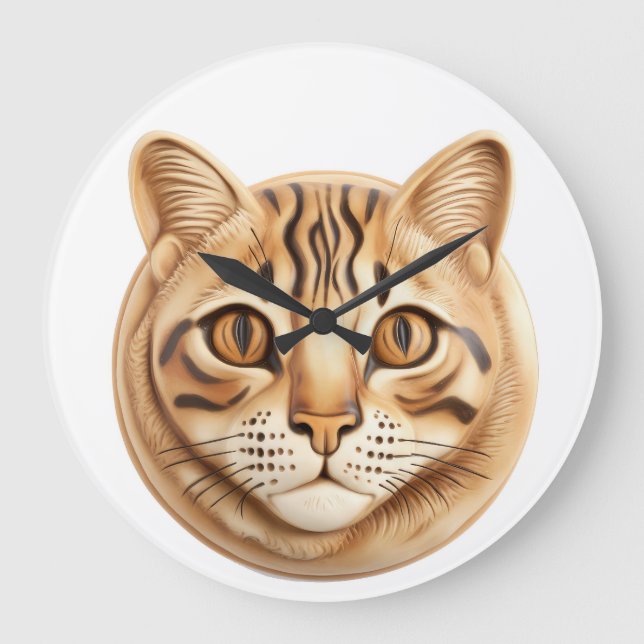 Bengal Katt 3D Inspirerad Stor Klocka (Framsida)