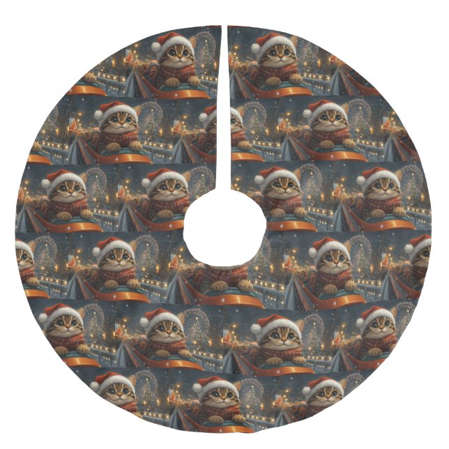 Bengal katt Achterbahn jul Julgransmatta Borstad Polyester (Framsidan)
