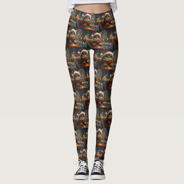Bengal katt Achterbahn jul Leggings (Framsida)