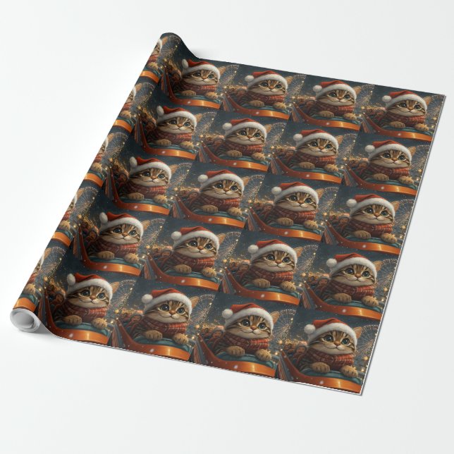 Bengal katt Achterbahn jul Presentpapper (Utrullad)
