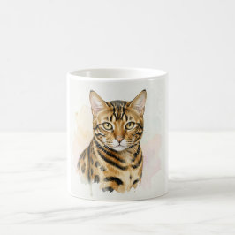 Bengal katt akvarellporträtt kaffemugg