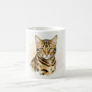 Bengal katt akvarellporträtt kaffemugg