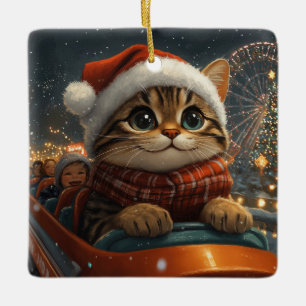 Bengal katt berg-och-dal-bana jul julgransprydnad keramik