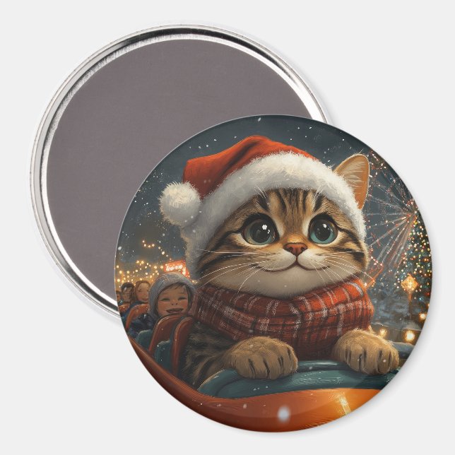 Bengal katt berg-och-dal-bana jul magnet (Front/Back)