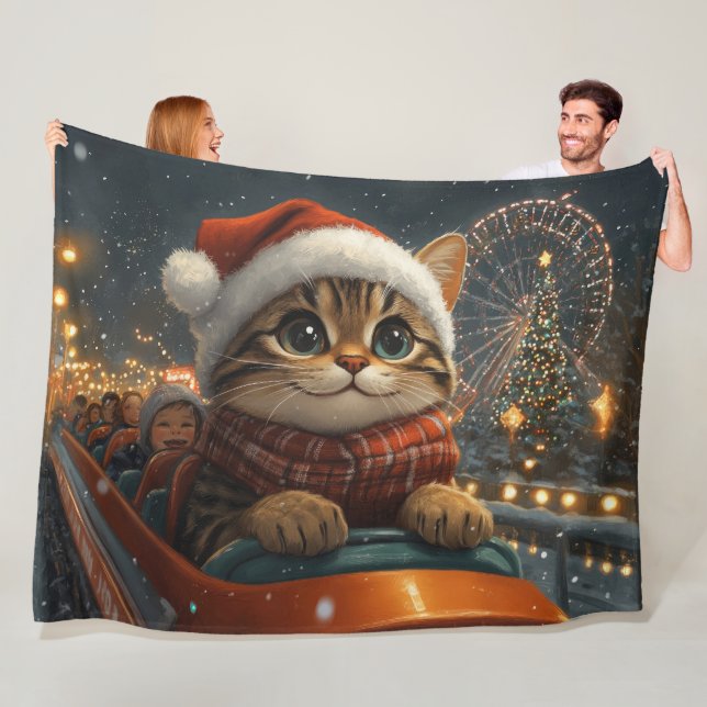 Bengal Katt Berg-och-dalbana Jul Fleecefilt (På plats)