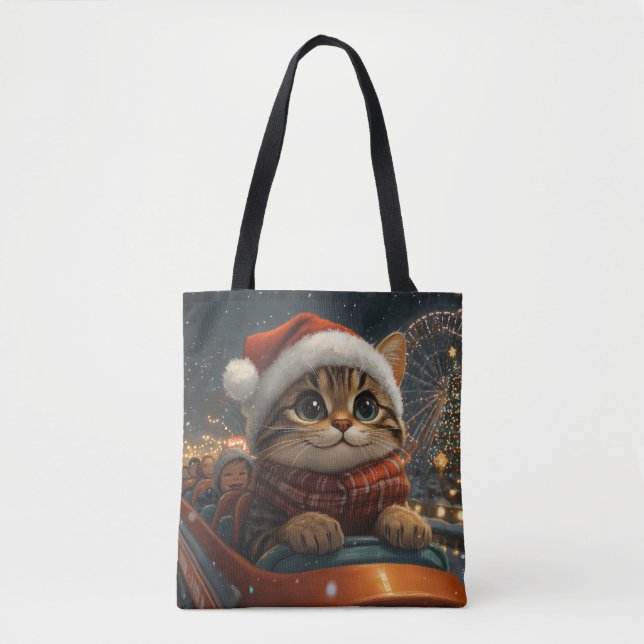 Bengal Katt Berg- och dalbana Jul Tygkasse (Framsida)