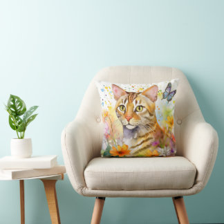 Bengal katt blomsterdesign kudde
