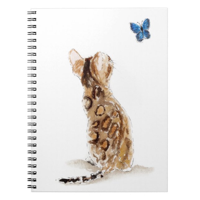 Bengal katt & fjäril anteckningsbok med spiral (Framsidan)