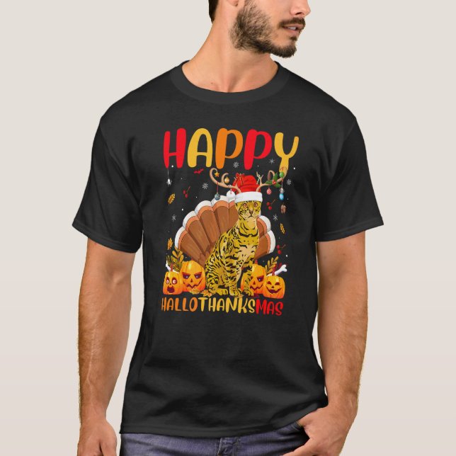 Bengal katt Glad Bengal katt Hellothanksmas T Shirt (Framsida)