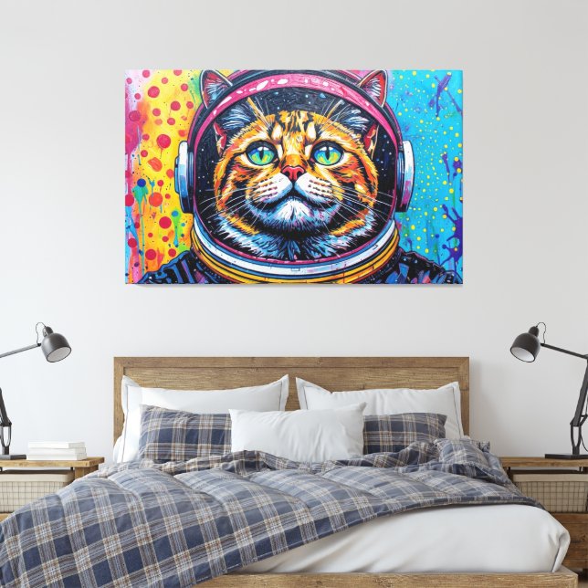 BENGAL KATT I RYMDEN-4 CANVASTRYCK (Insitu (sovrum))