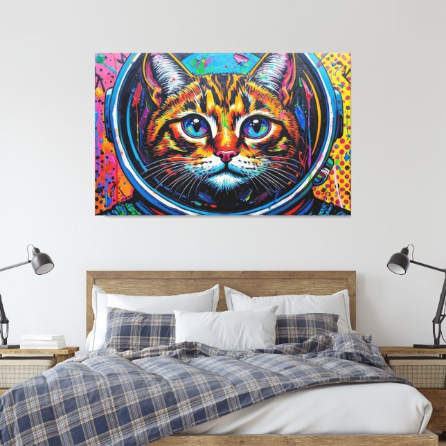 BENGAL KATT I RYMDEN-5 CANVASTRYCK (Insitu (sovrum))