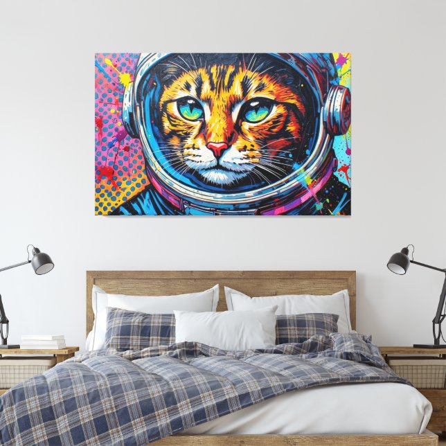 BENGAL KATT I RYMDEN-8 CANVASTRYCK (Insitu (sovrum))