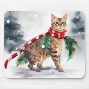 Bengal katt i snö jul  musmatta