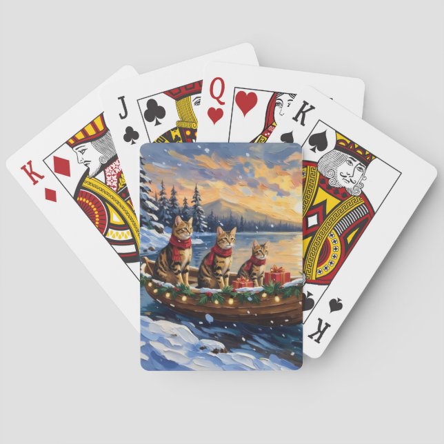 Bengal Katt Jul Båt Högtid Casinokort (Baksidan)