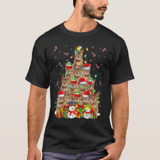 Bengal Katt Jul Belysning Träd Tomte Bengal Katt J T Shirt