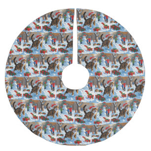 Bengal katt jul firande snöscen julgransmatta borstad polyester