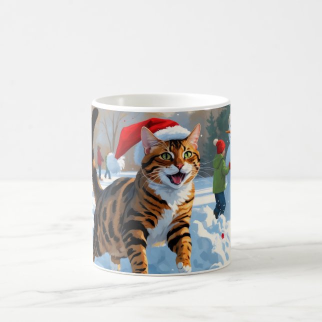 Bengal katt jul firande snöscen kaffemugg (Center)