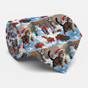 Bengal katt jul firande snöscen slips