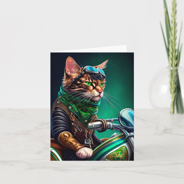 Bengal katt kör cykel St. Patrick's Day Kort (Framsida)