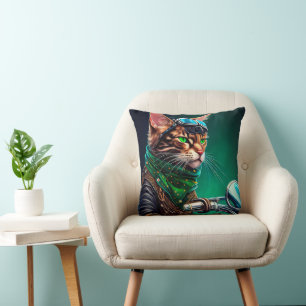 Bengal katt kör cykel St. Patrick's Day Kudde