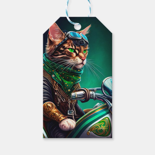 Bengal katt kör cykel St. Patrick's Day Presentetikett (Framsidan)