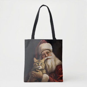 Bengal katt med Santa Claus festlig jul Tygkasse