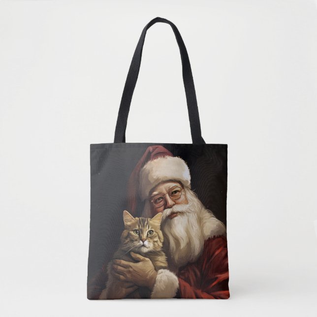 Bengal katt med Santa Claus festlig jul Tygkasse (Framsida)