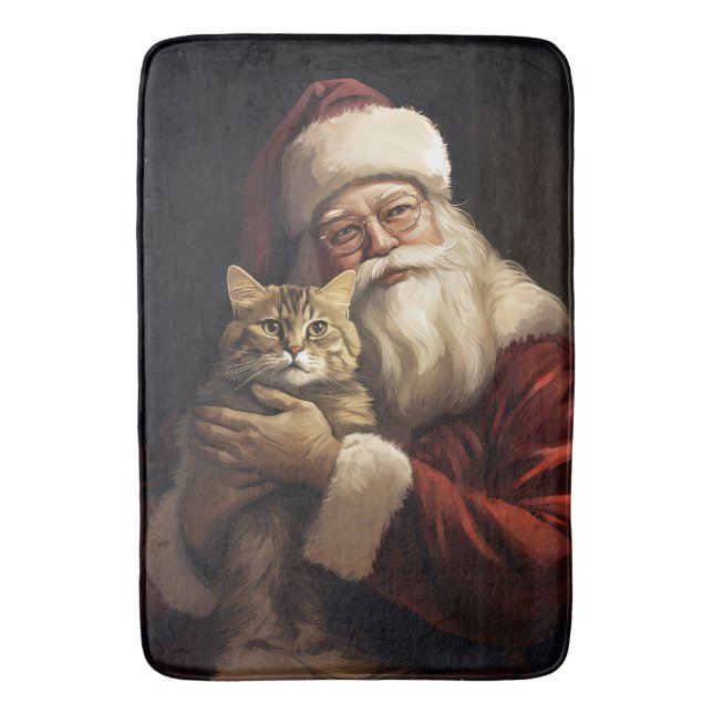 Bengal katt med Santa Claus festliga jul Badrumsmatta (Framsidan (Vertikal))