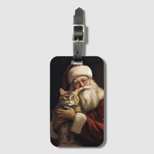 Bengal katt med Santa Claus festliga jul Bagagebricka