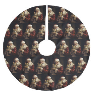 Bengal katt med Santa Claus festliga jul Julgransmatta Borstad Polyester