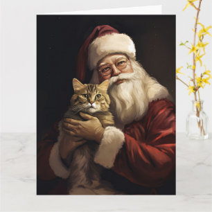 Bengal katt med Santa Claus festliga jul Kort
