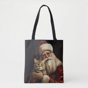 Bengal katt med Santa Claus festliga jul Tygkasse