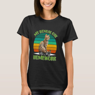 Bengal Katt MIN BENGAL KATT ÅT MIN LÄXA Rolig Vin T Shirt