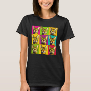 Bengal katt Pop Art Färgrik Grafisk Design T Shirt