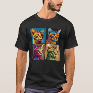 Bengal Katt Pop Illustration Färgglad Djur Kvinnor T Shirt