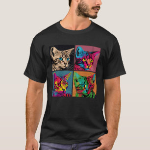 Bengal katt Pop Illustration Färgglad Djur Kvinnor T Shirt