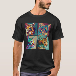 Bengal katt Pop Illustration Färgglad Djur Kvinnor T Shirt