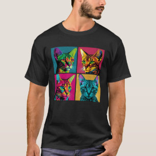 Bengal katt Pop Illustration Färgglad Djur Kvinnor T Shirt